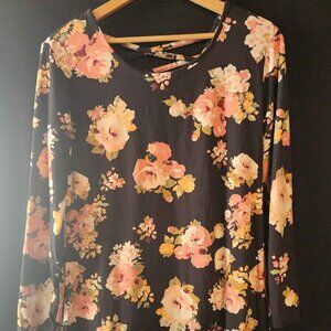 No Boundries Womens XXXL Black Floral Dress/Shirt